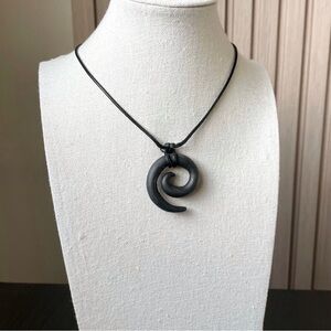 Black Spiral Whimsigoth Swirl Handmade Choker Pendant Necklace